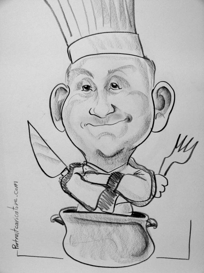 Caricature d un Chef cuisinier