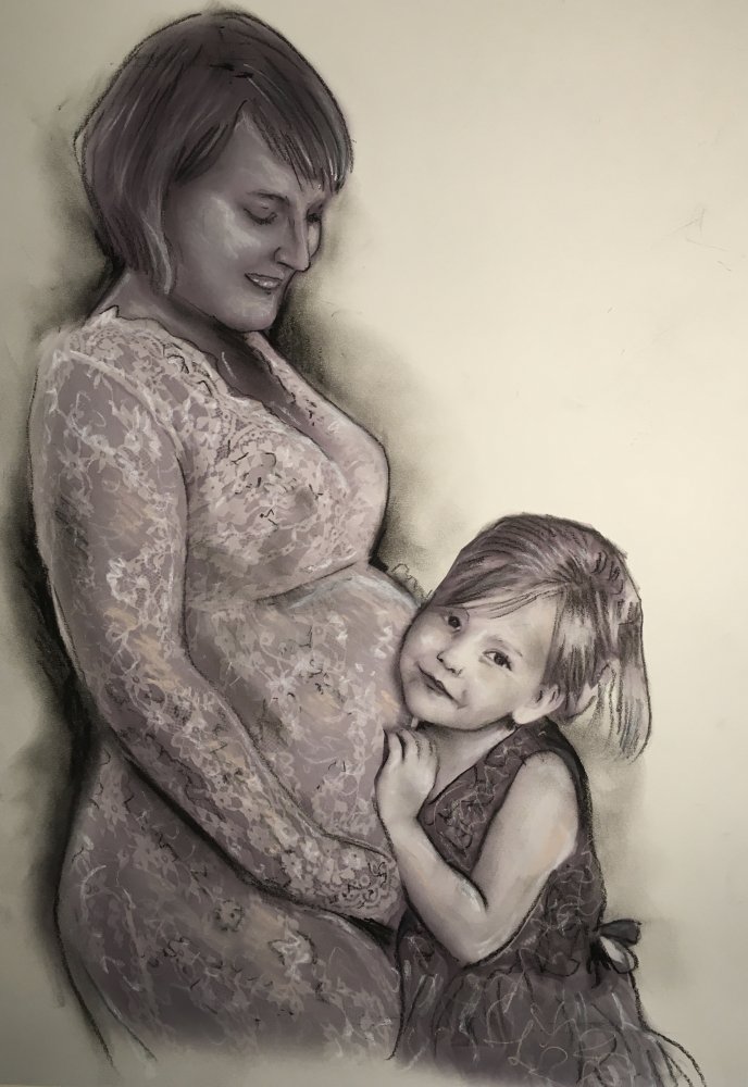 dessin faire part de naissance fusain