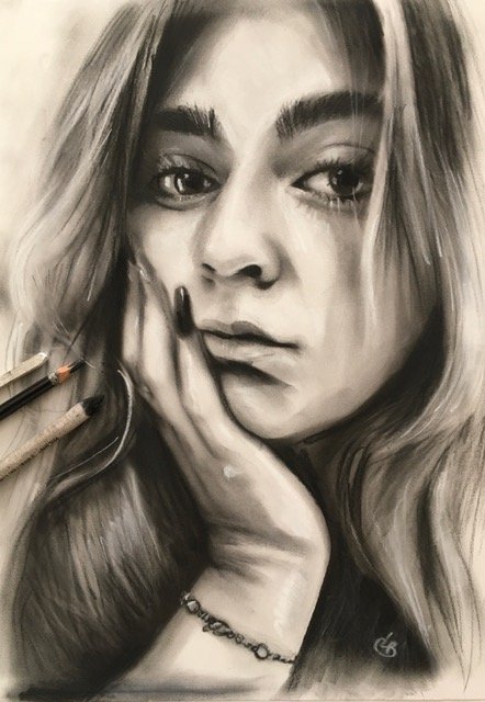 portrait dessin au fusain