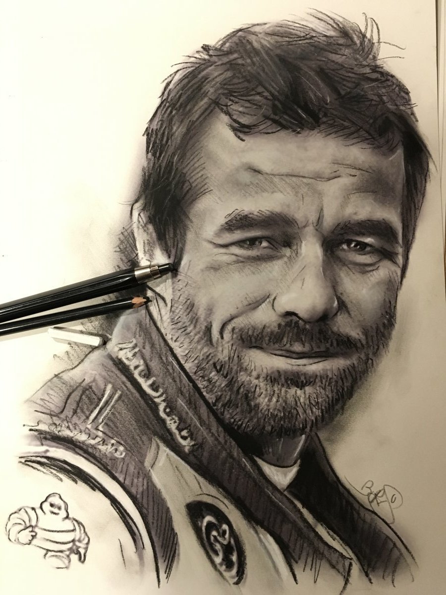 portrait crayon et fusain Sebastien Loeb