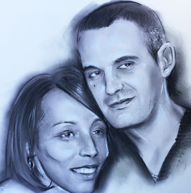 portraits de couple au fusain 