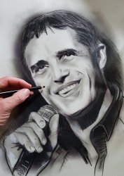 portrait au fusain de julien clerc