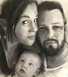portrait dessin trio sur commande d'après photo