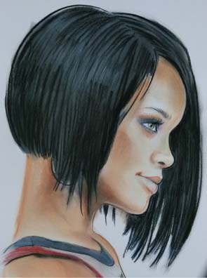 portrait dessin pastel Rihanna