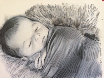 portrait pour Bapteme dessin bebe sur photo