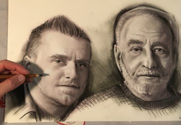 portrait souvenir dessin crayon et fusain