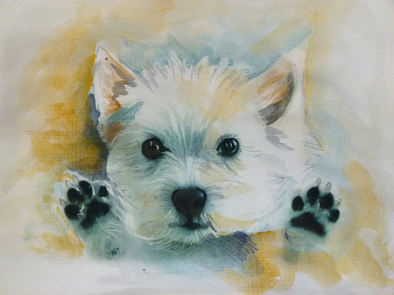 portrait aquarelle d apres photo commande sur le site chien