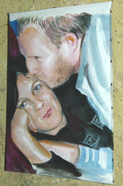 Portrait peinture aquarelle couple