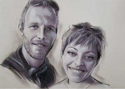 portraits des mariés pour idée cadeau