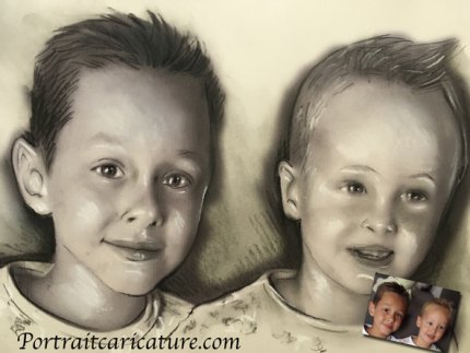 portrait dessin en ligne par un portraitiste caricaturiste magicien professionnel caricature et portairs sur commande enfants groupés