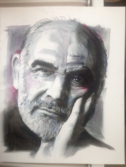 portrait peinture lavis james bond