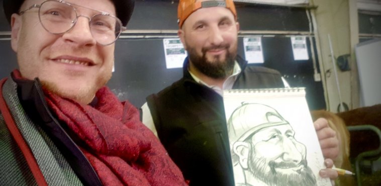 caricature de Jerome Bayle durant la foire agricole